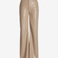 Malibu Faux Leather Wide Leg Five Pocket Pant Beige