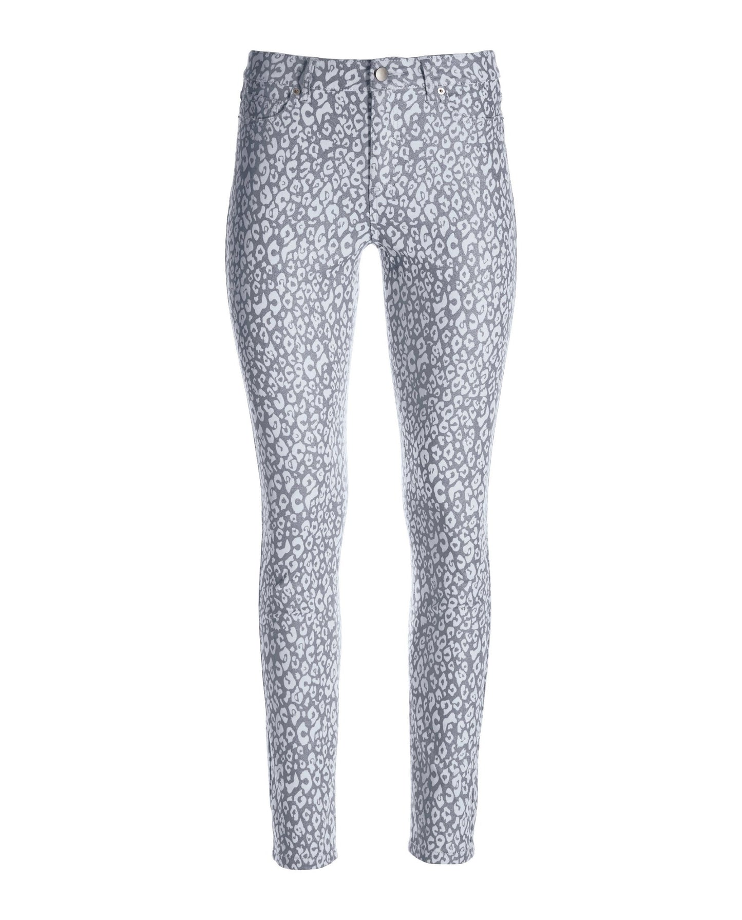 Metallic Snow Leopard Ankle Jean Silver/White