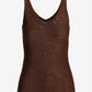 Mini Sequin V Neck Sweater Tank Safari Brown