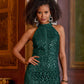 Emerald and Crystal Statement Earring Gold