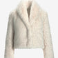 Metallic Faux Fur Shawl Collar Chubby Off White/Silver
