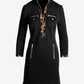 Chic Zip Printed Long Sleeve Dress Cheetah Spots