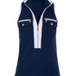 Sleeveless Chic Zip Top Navy/White