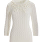 Pearl Embellished Cable Sweater Off White