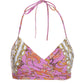 Swim Sense Filigree Status Print Underwire Wrap Bikini Top Pink