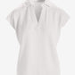 Cotton Comfort Short Sleeve Collared Lounge Top White