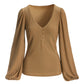 Metallic Henley Knit Top Gold