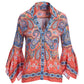 Border Print Flare Sleeve Shirt Multi