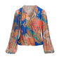 Paisley Mesh Surplice Long-Sleeve Knit Top Multi