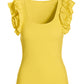 Linen Ruffle Ribbed Top Lemon Drop