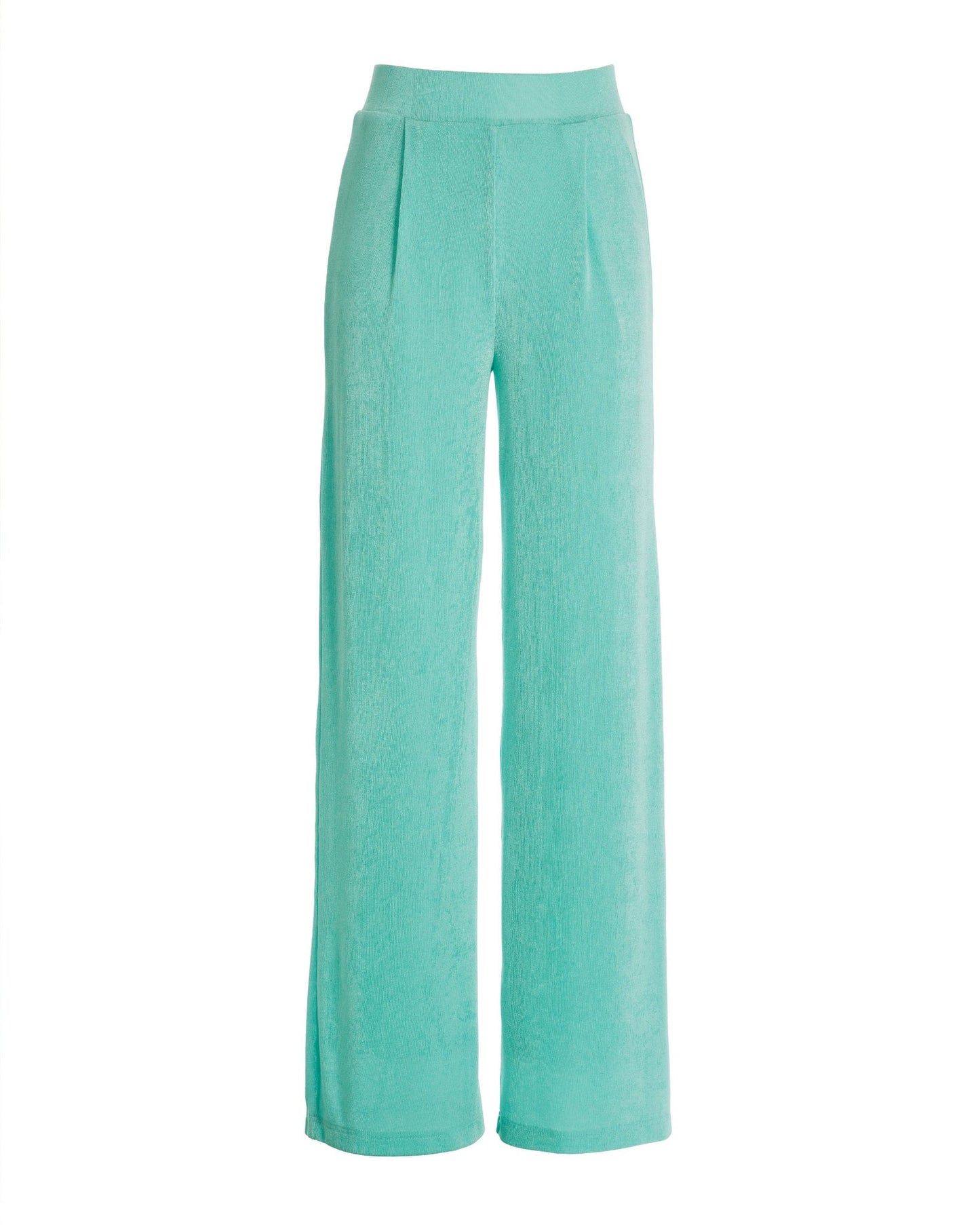 Malibu Slinky Knit Pleated Wide Leg Pant Turquoise