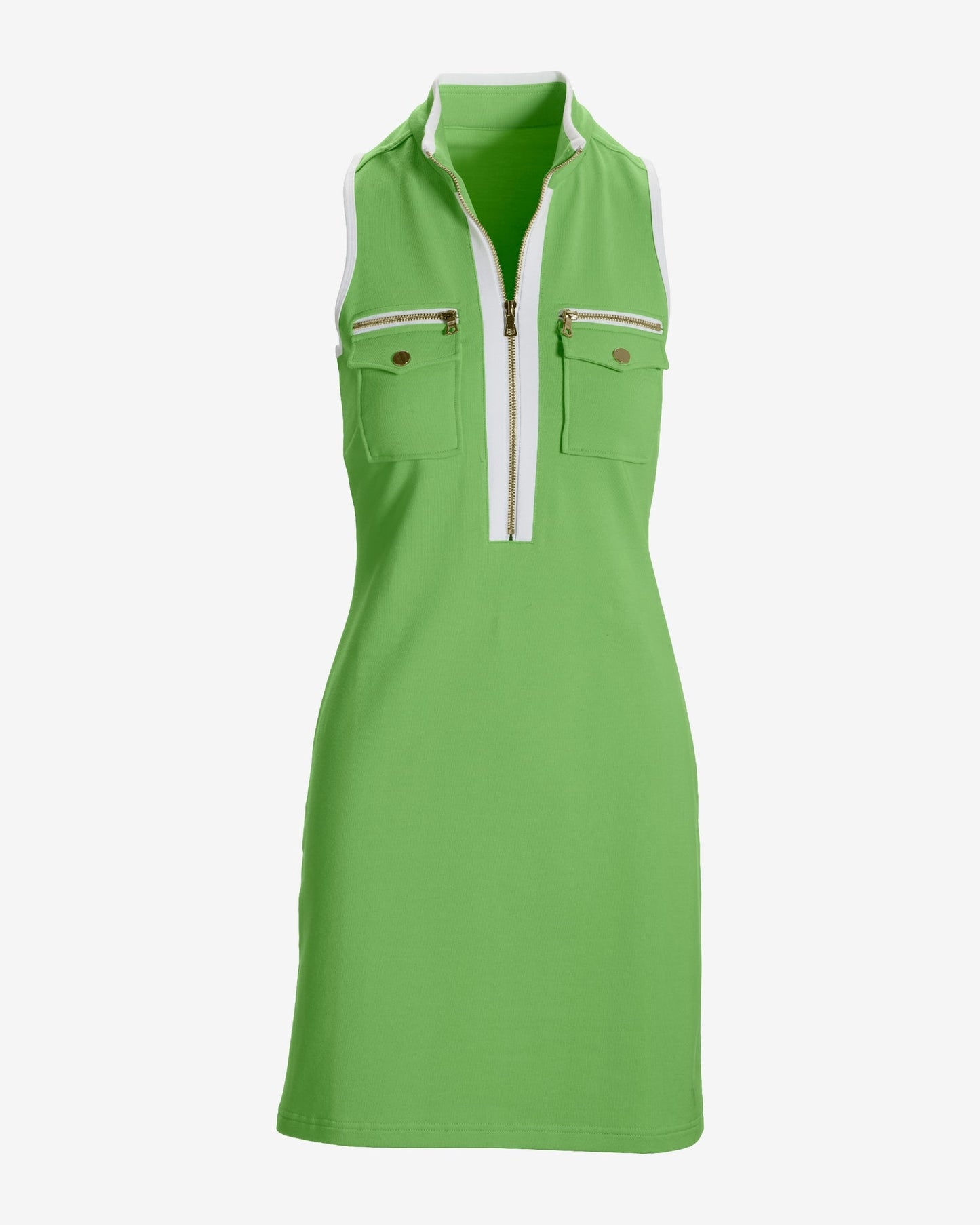 Sleeveless Chic Zip Dress Opaline Green