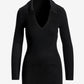 Ribbed Collar Tunic Sweater Black