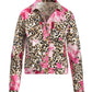 Cheetah Blooms Print Essential Denim Jacket Neutral/Pink