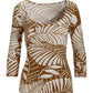 So Sexy Two Tone Floral Scoop Neck Brown/White