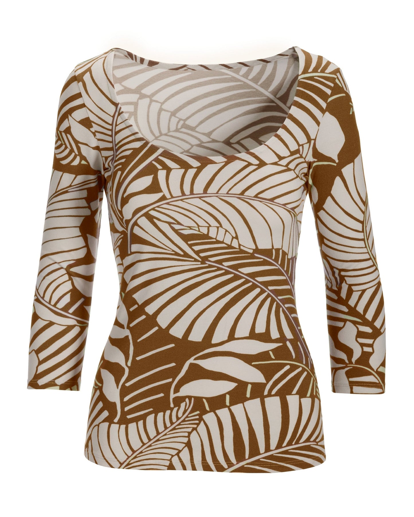 So Sexy Two Tone Floral Scoop Neck Brown/White