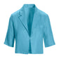 Modern Length Elbow Sleeve Linen Blazer Blue Topaz