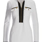 Long Sleeve Chic Zip Top White/Black