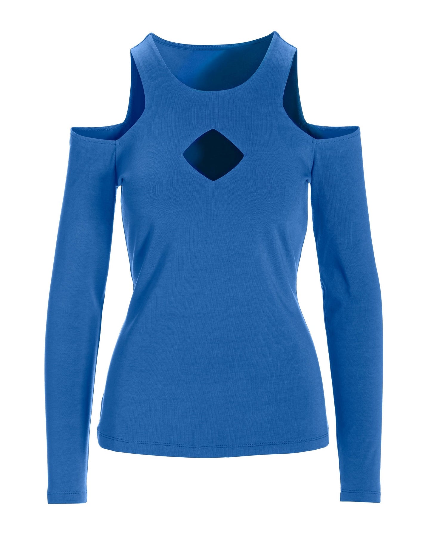 So Sexy Keyhole Cold Shoulder Knit Top Palace Blue
