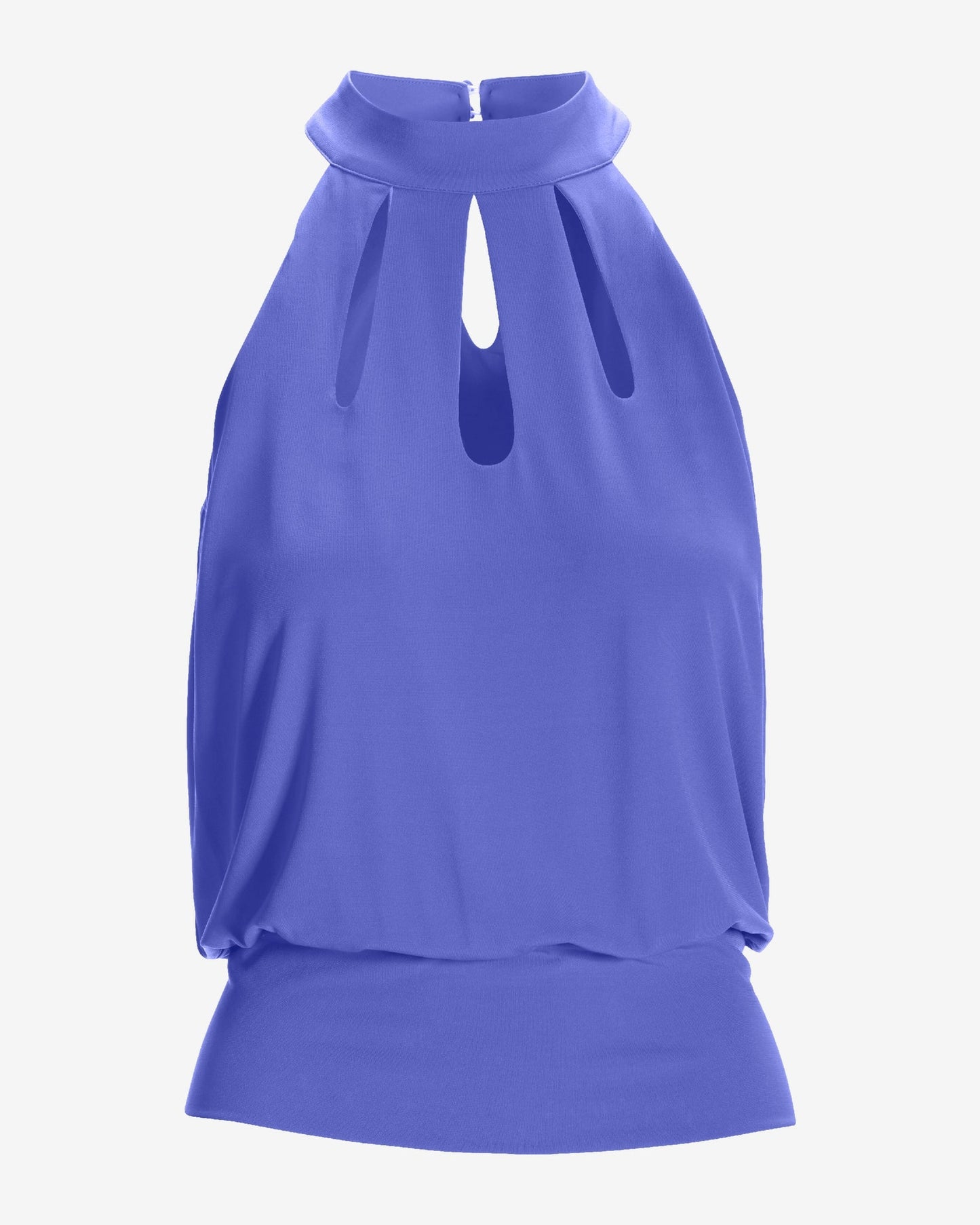 So Chic Cut Out High Neck Blouson Blue Iris