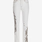 Newport High Rise Paisley Embellished Slim Straight Jean Off White/Brown