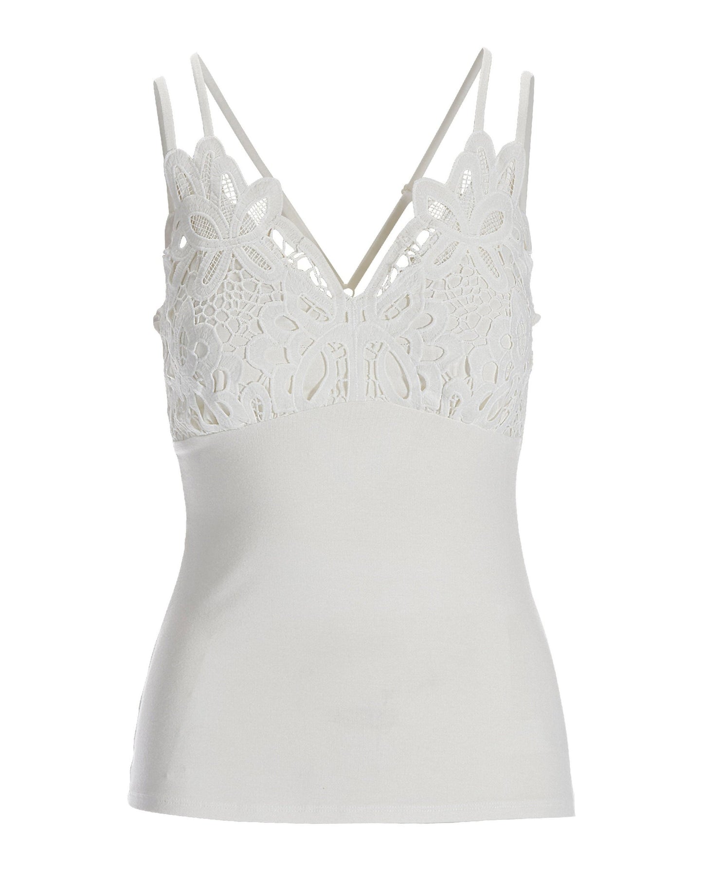 Lace Strappy Tank White