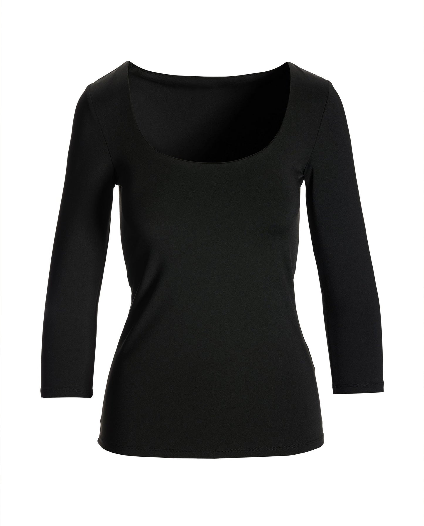 So Modern Scoop Neck Three Quarter Sleeve Top Proper Black