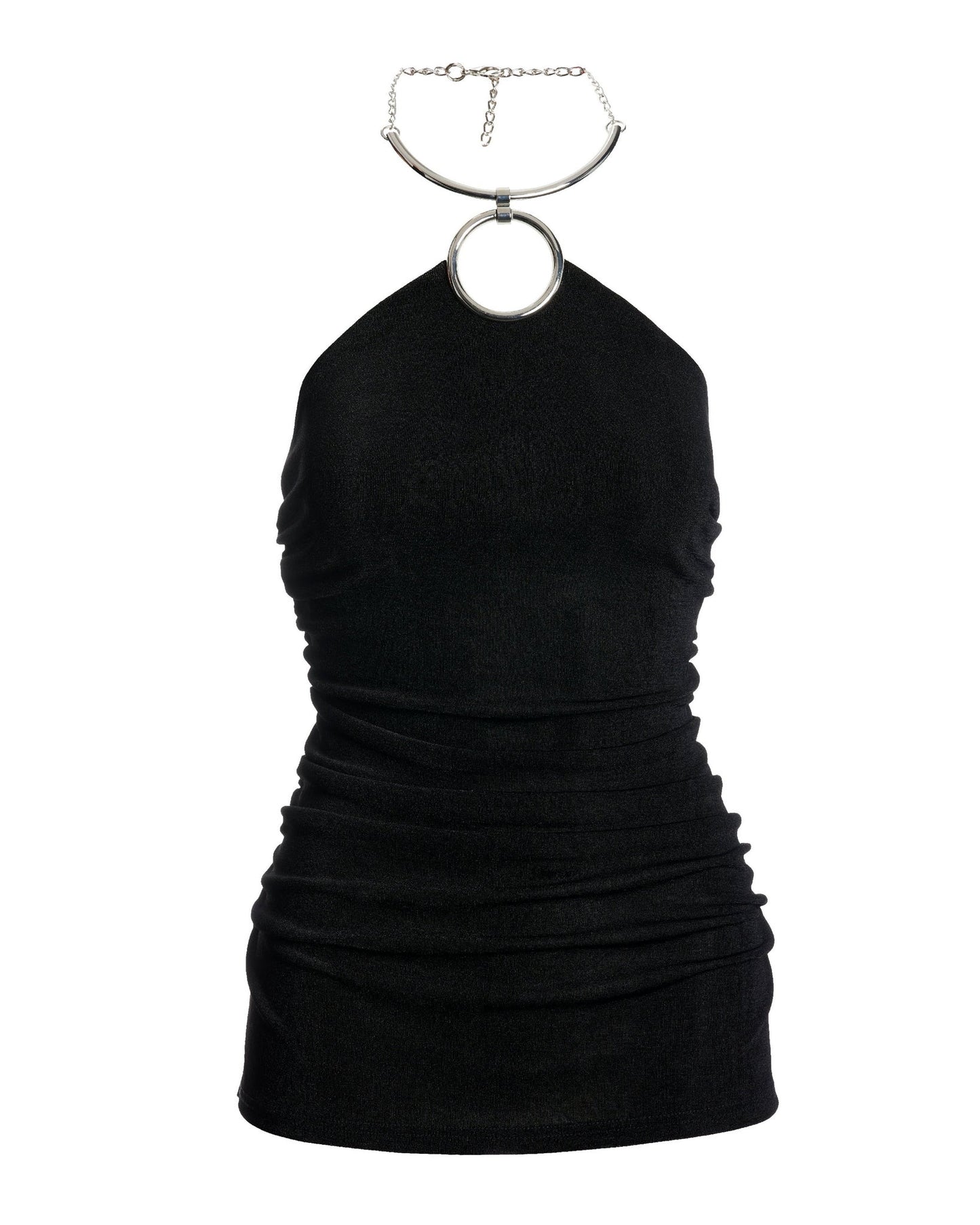 High Neck Hardware Slinky Tunic Black