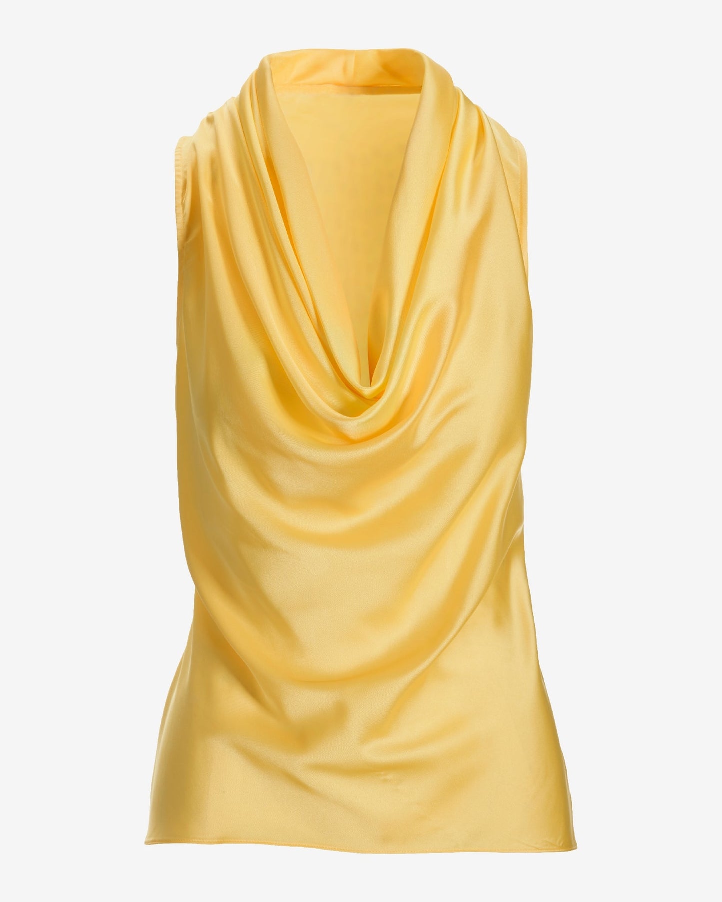 Marilyn Cowl-Neck Charmeuse Blouse Lemon Drop