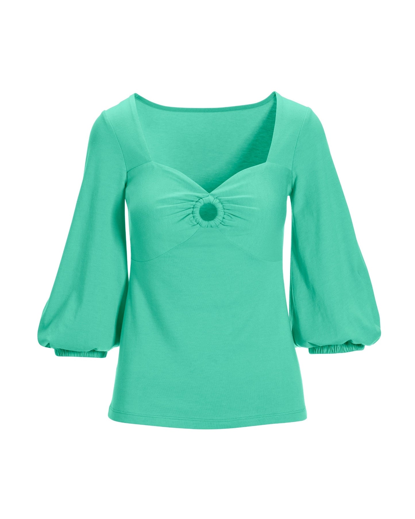 Ring Detail Sweetheart Knit Top Opal