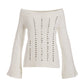 Rhinestone Embellished Off The Shoulder Sweater Off White