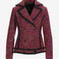 Double Breasted Tweed Moto Jacket Black Multi