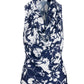 Exploded Florals Print Marilyn Cowl-Neck Charmeuse Blouse Navy/White