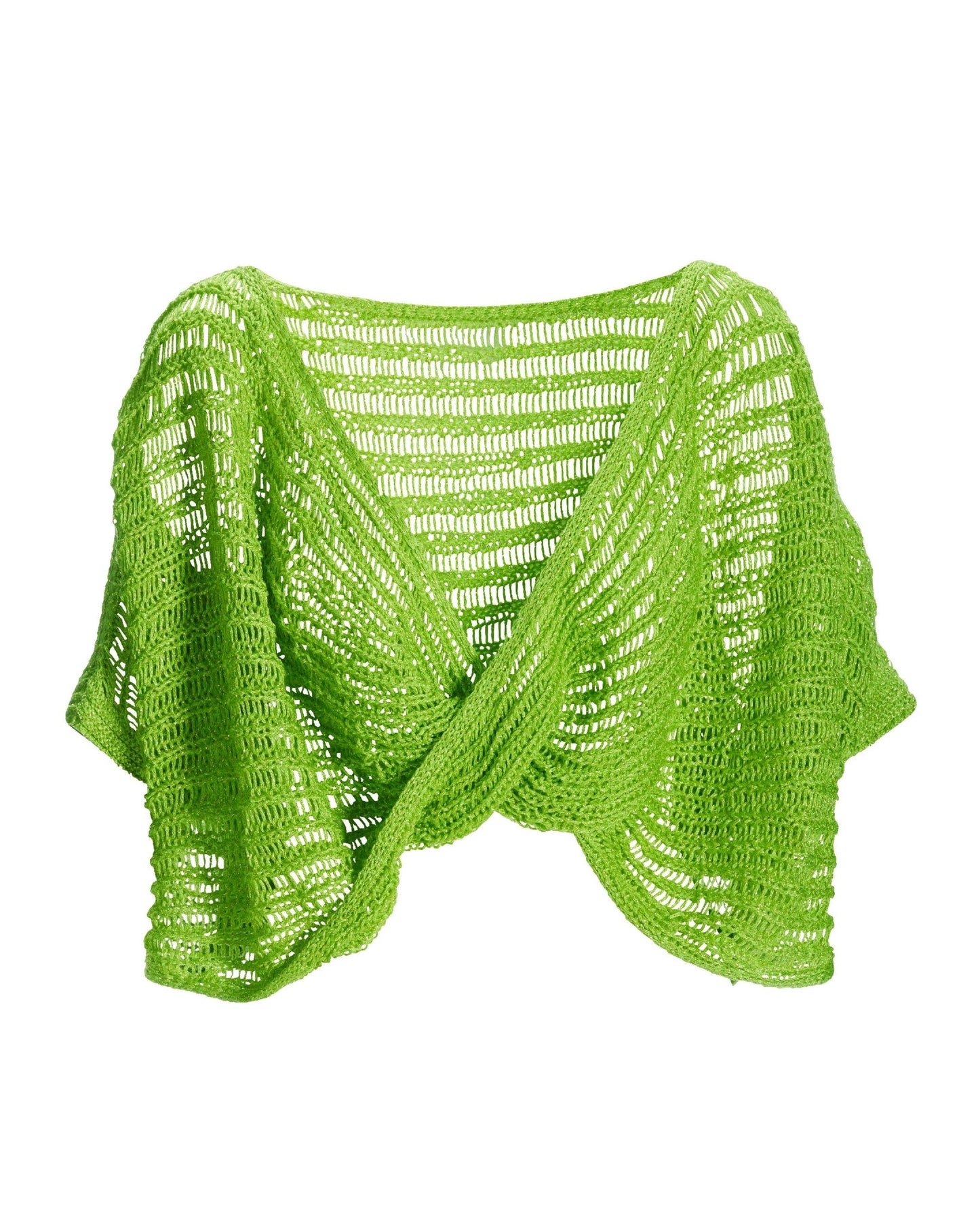 Metallic Twist Sweater Poncho Green Glow