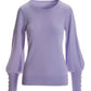 Cashmere Button-Cuff Puff-Sleeve Sweater Lavender