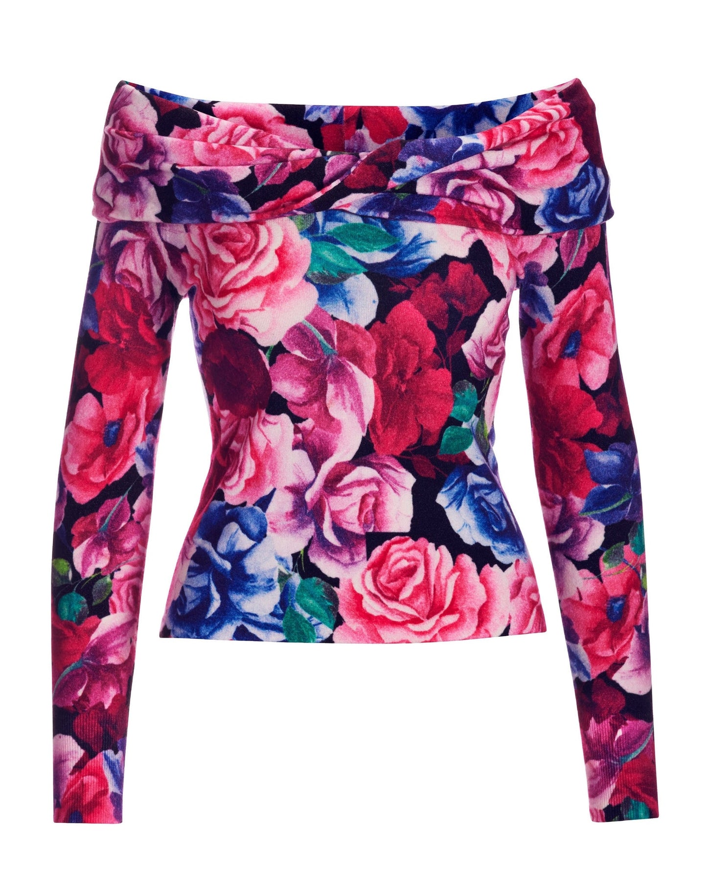 Exploded Fleurs Twist Front Sweater Pink/Purple