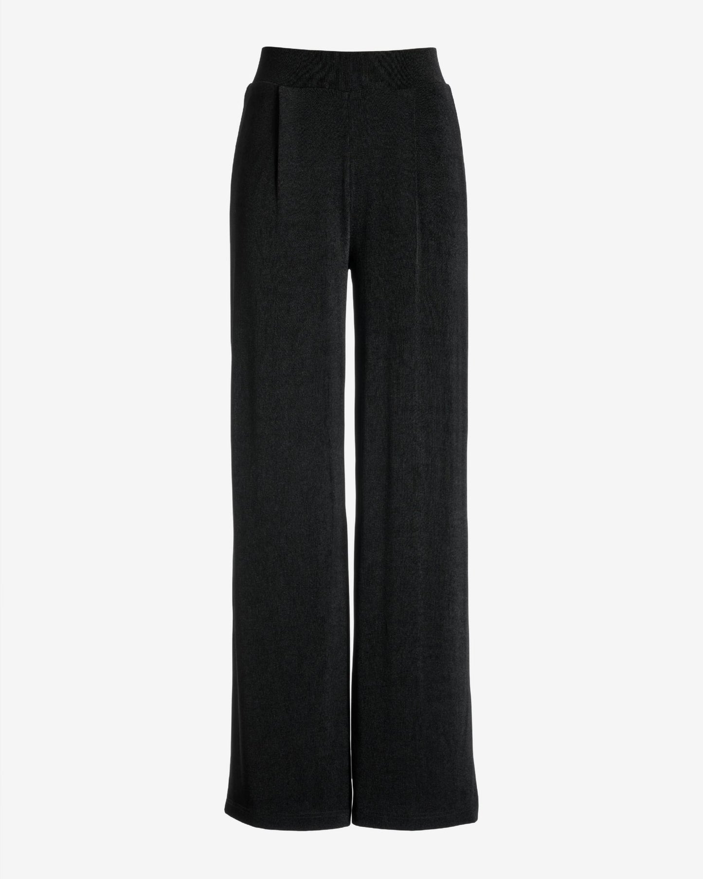 Malibu Slinky Knit Pleated Wide Leg Pant Black