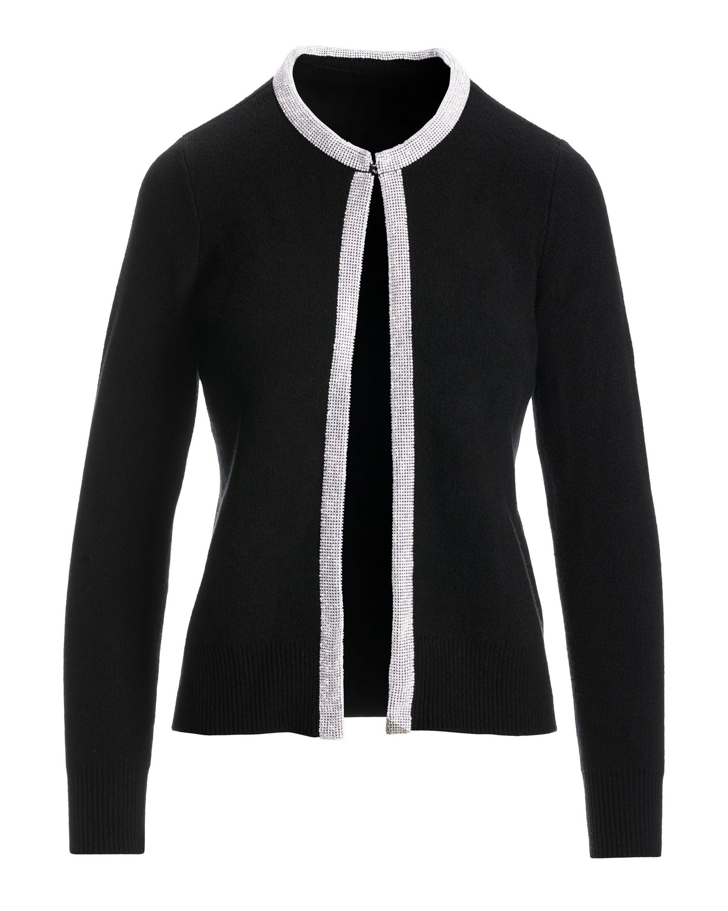 Rhinestone Trim Cardigan Black