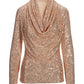 Sequin Cowl Neck Knit Top Blush