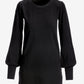 Lightweight Puff Sleeve Tunic Sweater Black