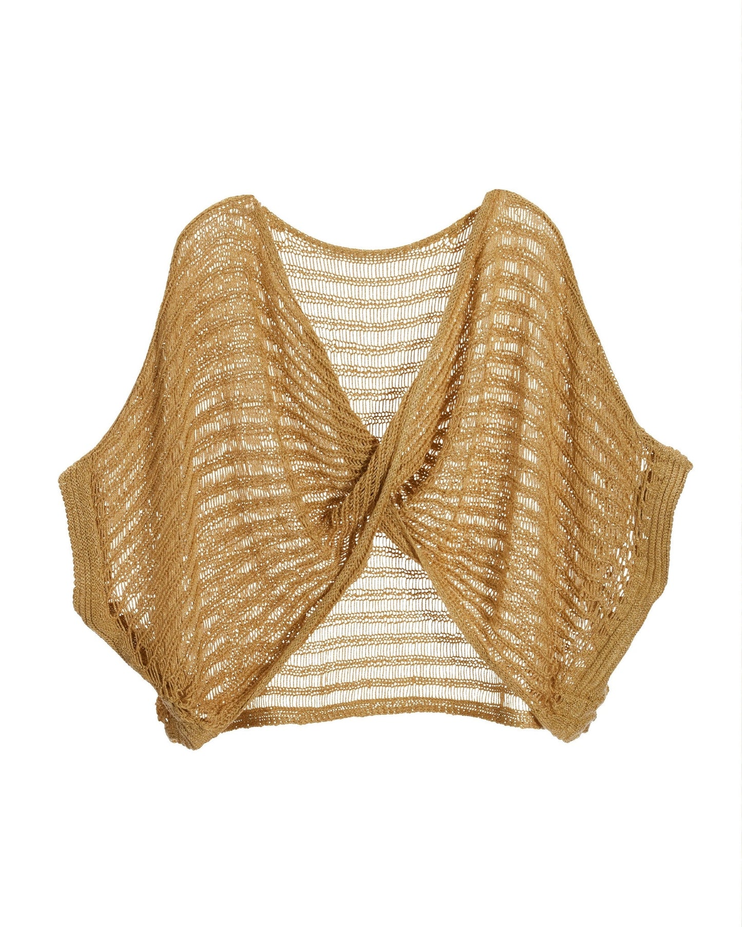 Metallic Twist Sweater Poncho Gold