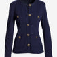 Ultimate Ponte Crest Button Collarless Jacket Navy