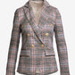 Chic Plaid Double Breasted Blazer Ivory Multi