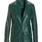Leather Shaped Single Button Blazer Deep Emerald