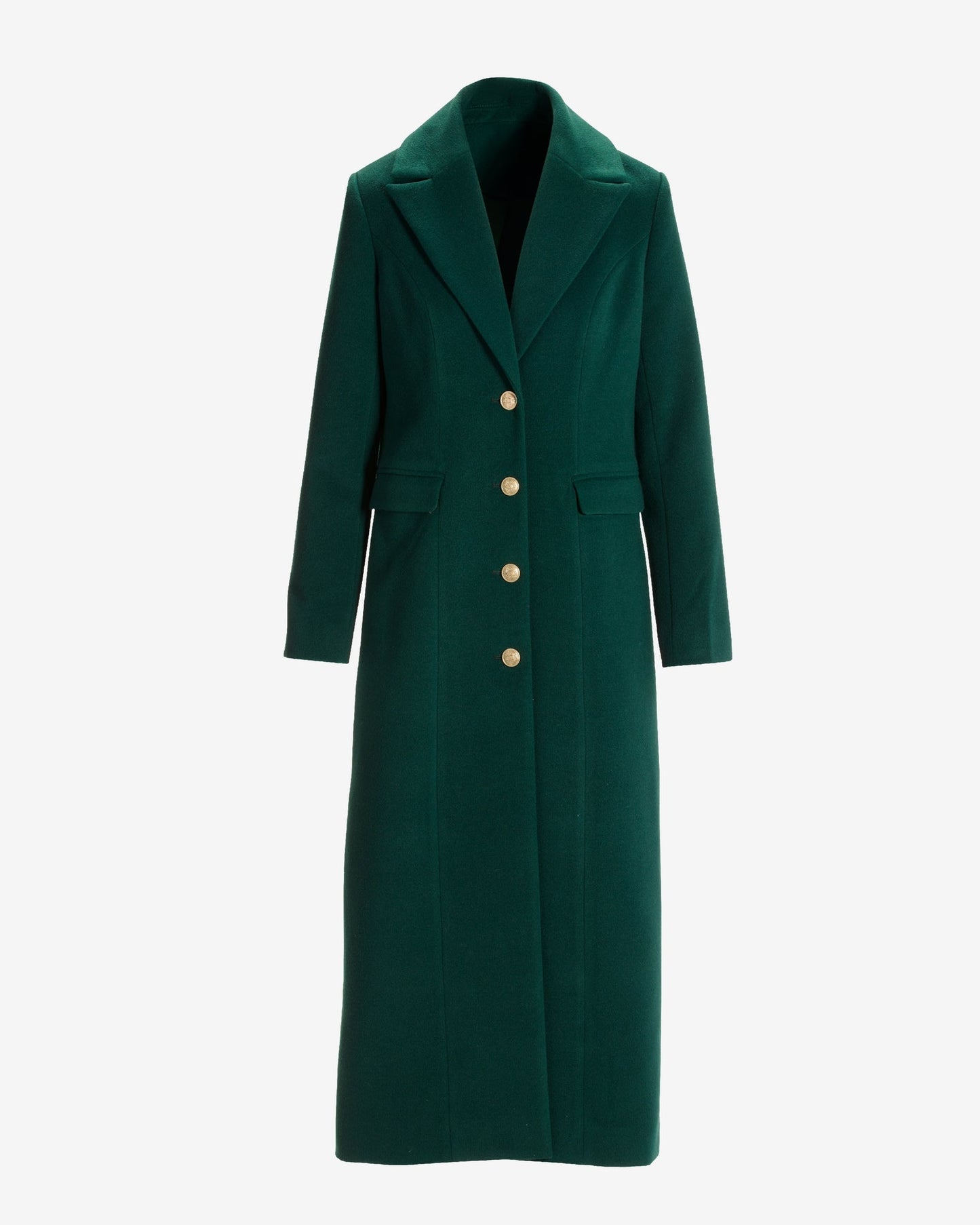 Full Length Classic Tailored Coat Deep Emerald