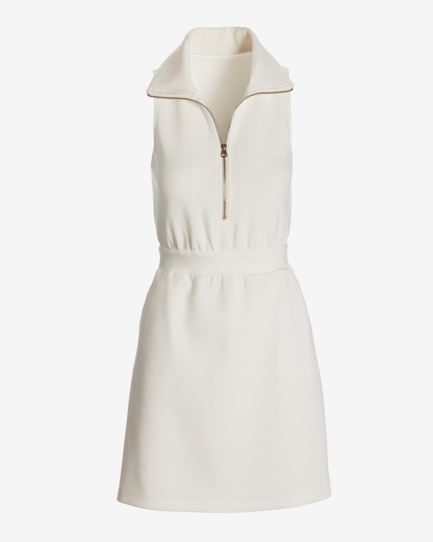 Luxe Lounge Zip Cinched Waist Dress Off White