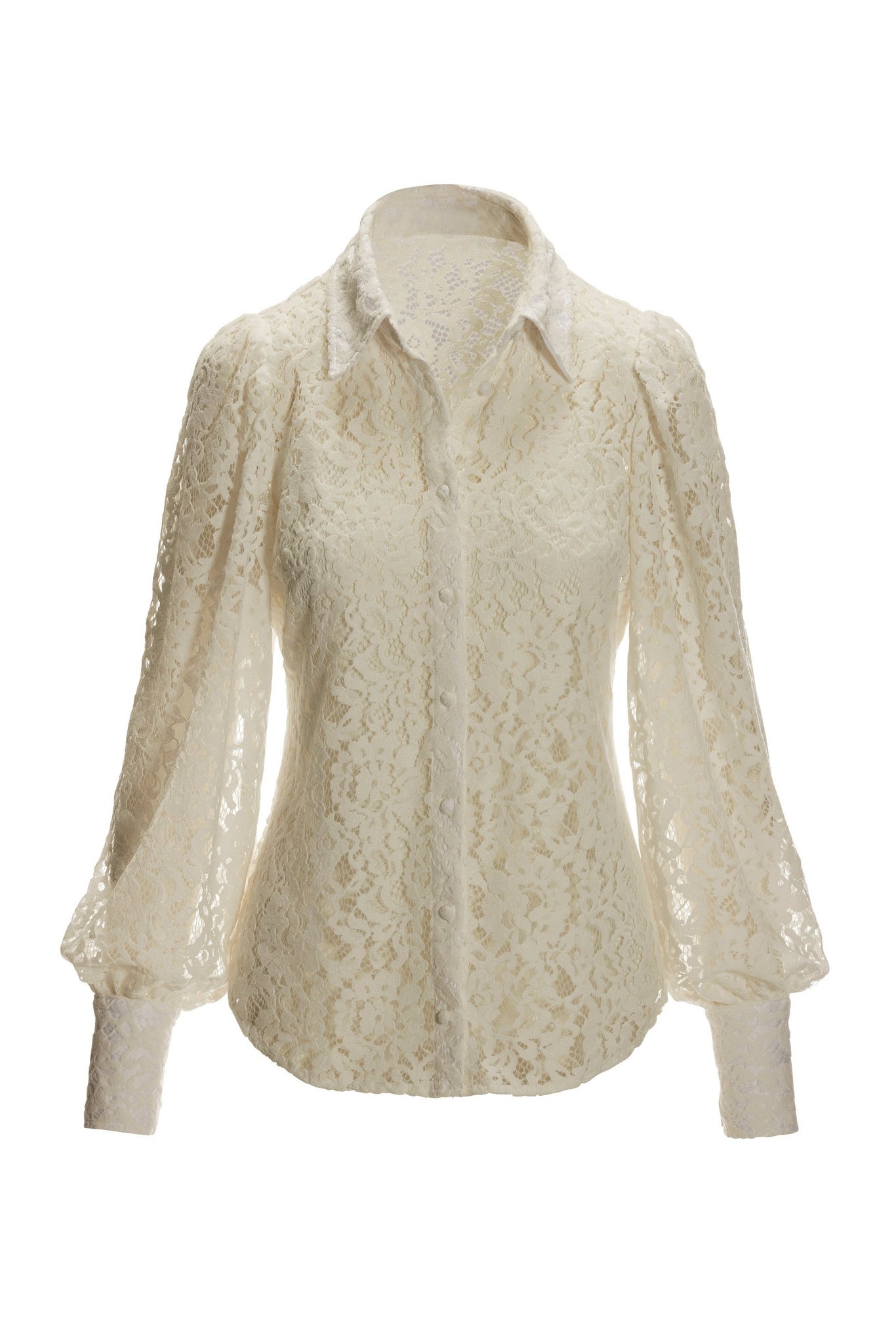 Velvet Lace Victoria Drama Sleeve Shirt Cream