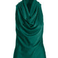 Marilyn Cowl-Neck Charmeuse Blouse Deep Emerald