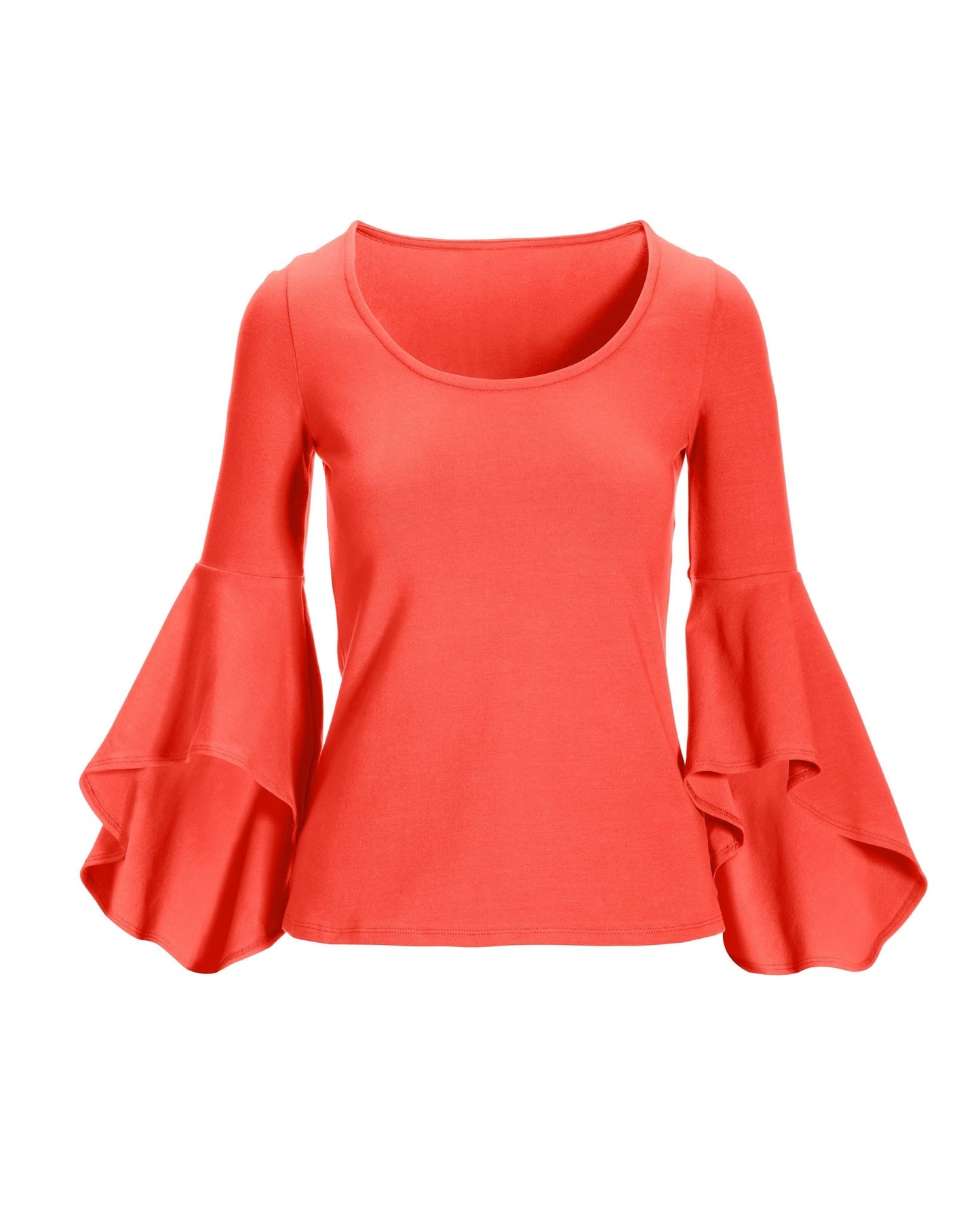 So Sexy Flare Sleeve Knit Top Hot Coral