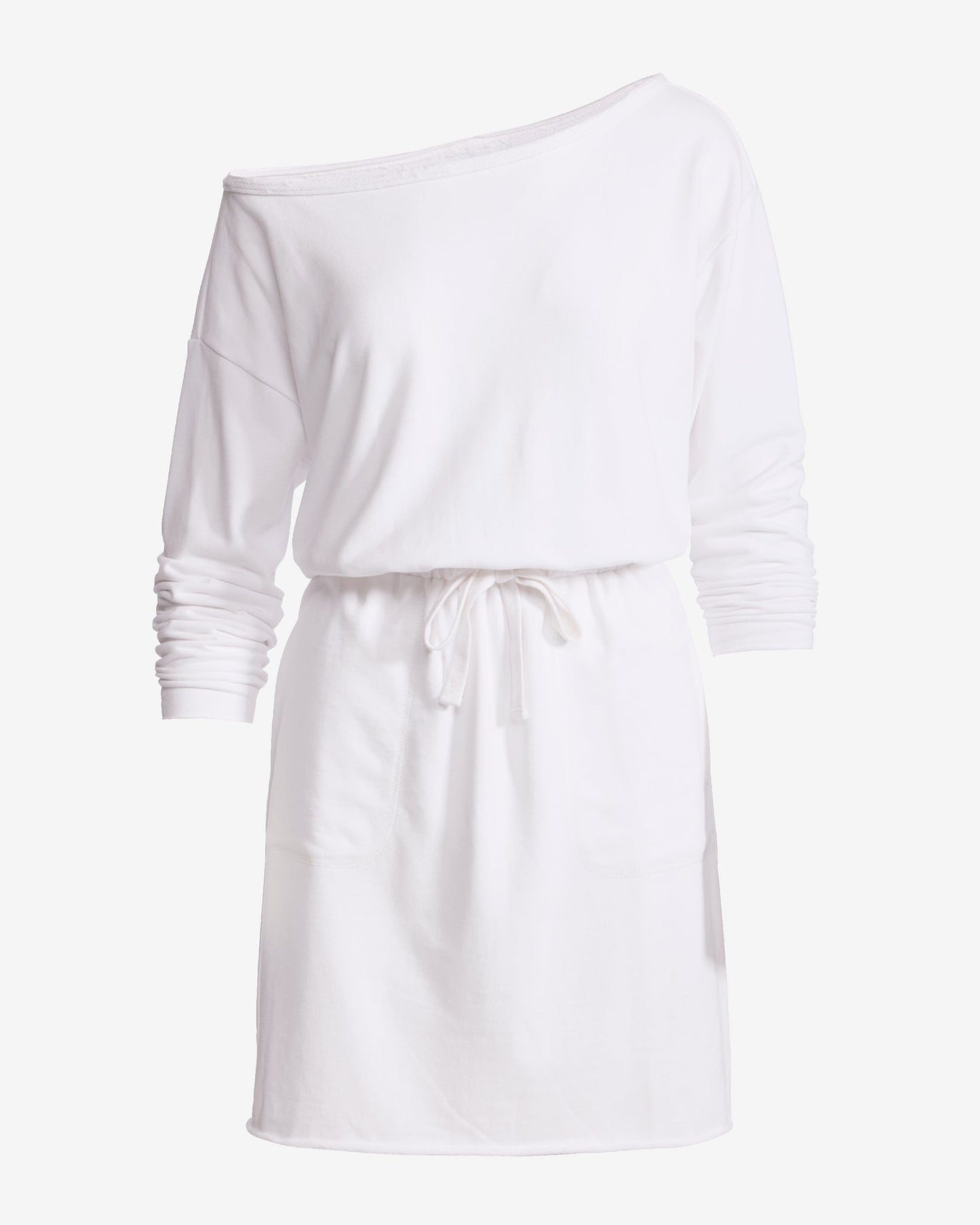 Cotton Comfort Slouchy Drawstring Sport Dress White